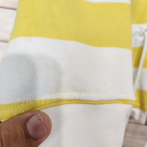 Anthropologie Maeve Elmira Yellow White Striped Jacket Sweater Size Small Pocket - Picture 6 of 16